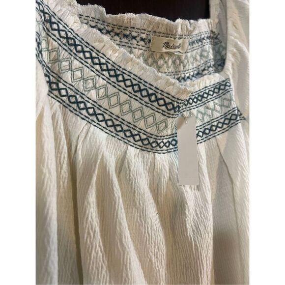 NWT Madewell Seahorse Embroidery Top 3X Plus Blue Zig Zag Embroidered Square Top - Picture 13 of 16